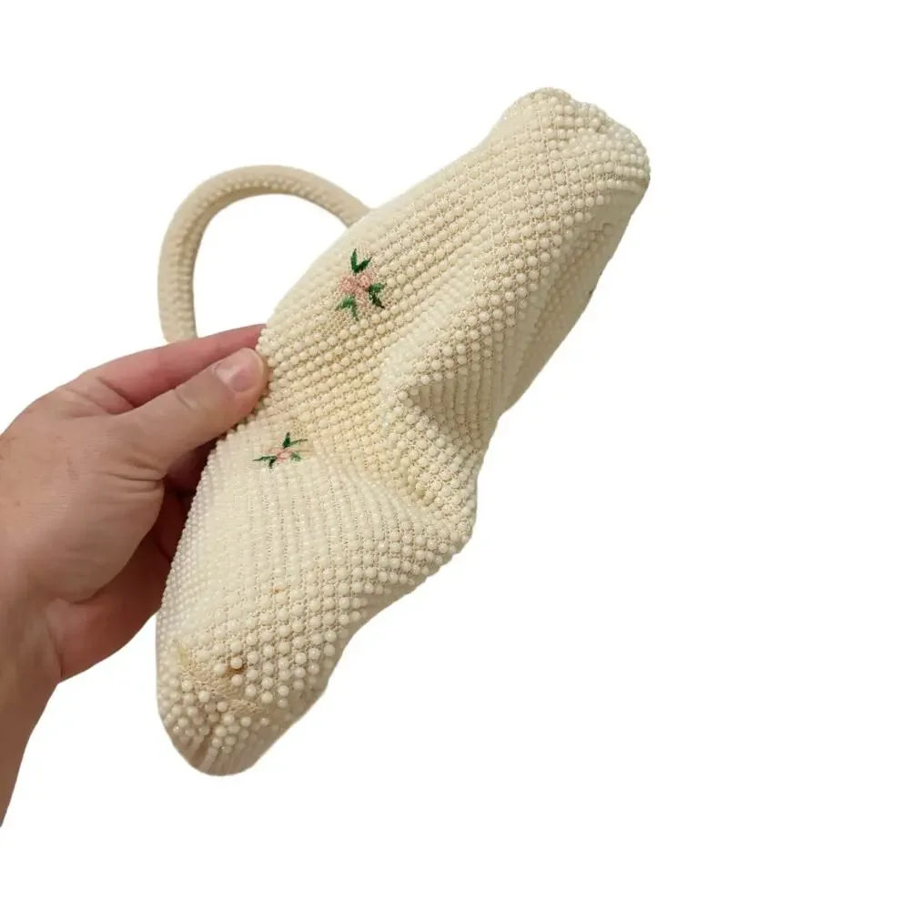 Vintage Beaded Top Handle Embroidered Bag